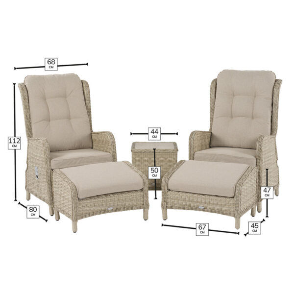 Dimensions for Bramblecrest Chedworth Deluxe 2 Seat Recliner Set in Sandstone