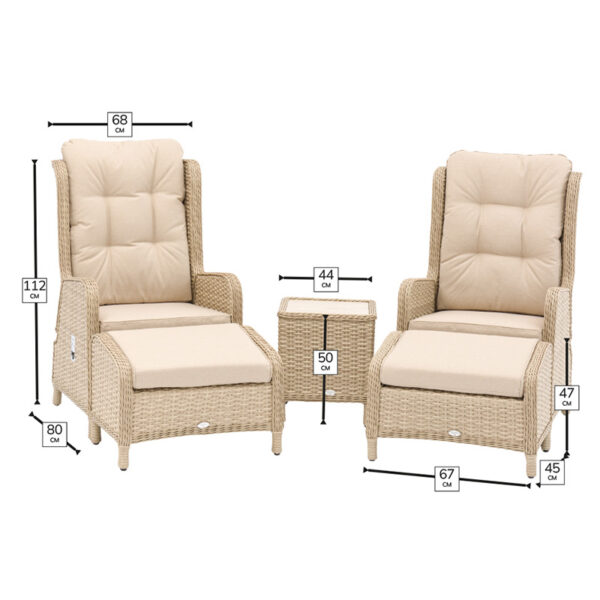 Bramblecrest Somerford 2 Seat Deluxe Recliner Set with Footstools & Side Table