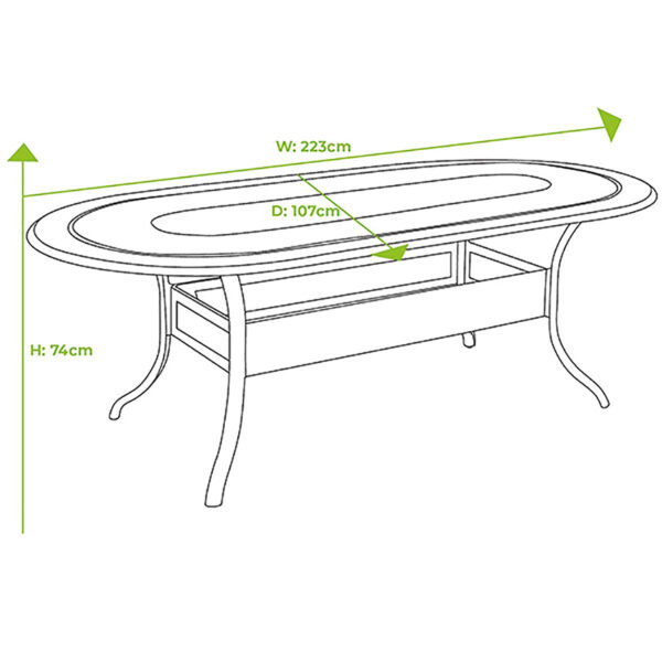 Dimensions for Hartman Amalfi Oval 6 Seat Dining Table