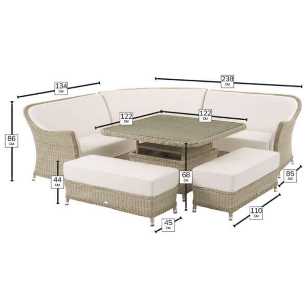 Dimensions for Square Adjustable Casual Dining Set