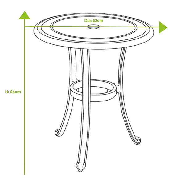 Dimensions for Hartman Amalfi Bistro Table