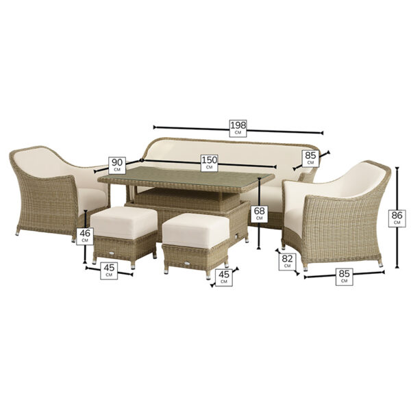Dimensions for Monte Carlo Rectangular Casual Lounge Set