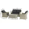 Dimensions for Bramblecrest Monterey Dove Grey 4 Seater Garden Sofa Set