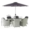Dimensions for Bramblecrest Monterey Dove Grey 6 Seat Elliptical Dining Set with Parasol & Base