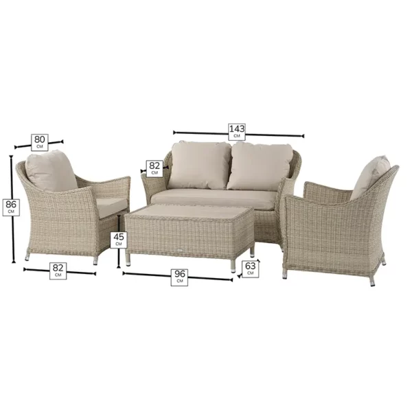 Dimensions for Bramblecrest Monterey Sandstone 4 Seater Garden Lounge Set