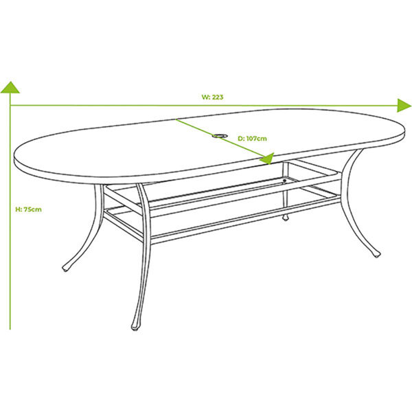 Dimensions for Oval Hartman Berkeley Dining Table