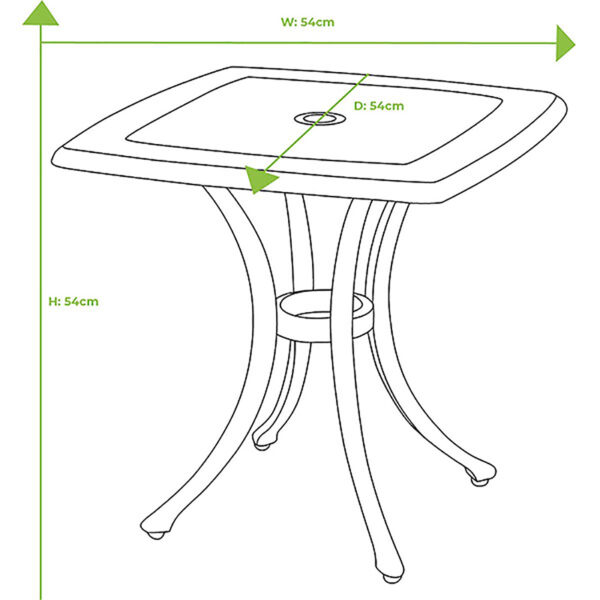 Dimensions for the Hartman Capri Square Side Table in Antique Grey