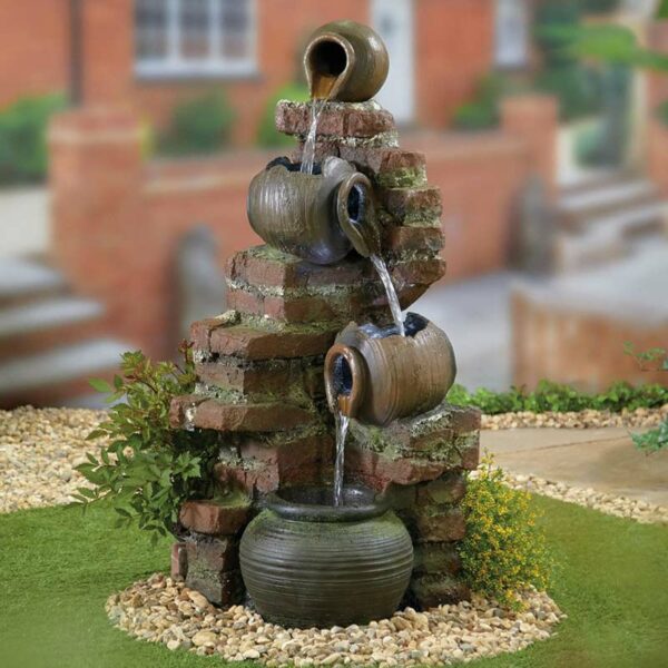 Easy Fountain Flowing Jugs Water Feature with LED Lights