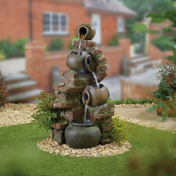Easy Fountain Flowing Jugs Water Feature with LEDs
