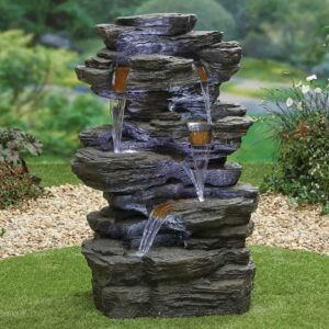 Easy Fountain Hinoki Springs Water Feature with LED Lights