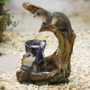 Easy Fountain Otters Element Water Feature with LED Lights