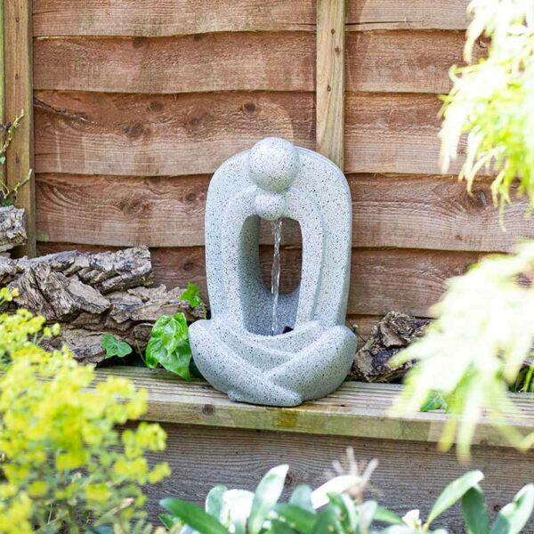Easy Fountain Zen Pour Water Feature with LED Lights in garden