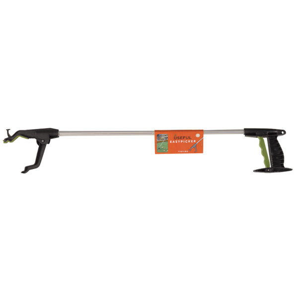 An 80cm litter picker tool with a hand trigger. There is an orange label on the handle.