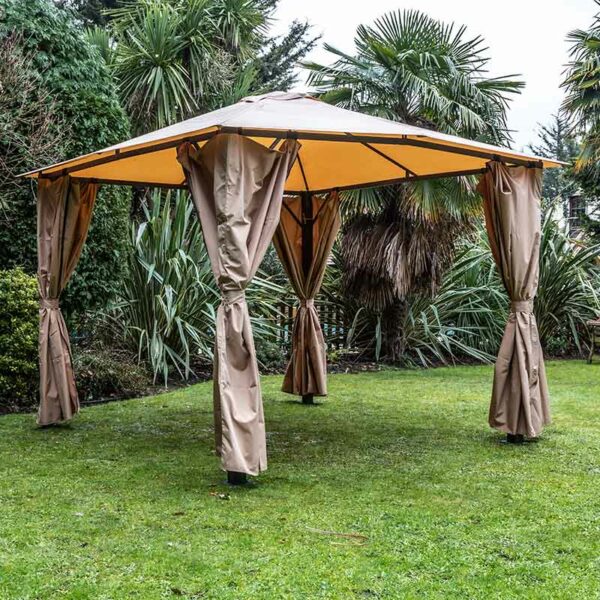 Eden Gazebo with Curtains in Taupe