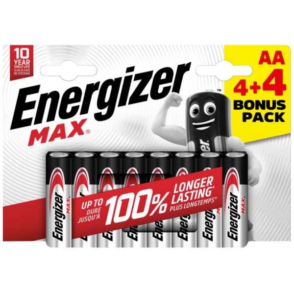 Energizer MAX® Alkaline Batteries - AA (Pack of 8)
