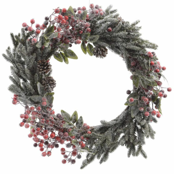 Everlands Frosted Red Berry Wreath