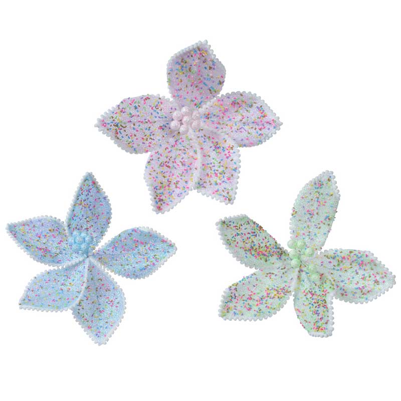 Everlands Pastel Sprinkles Poinsettia Clip