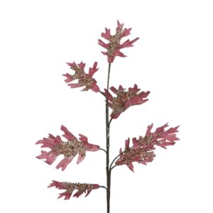 Everlands Velvet Pink Leaf Spray (75cm)