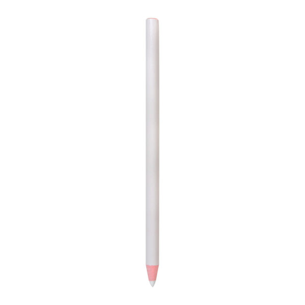 A single white wax pencil for writing onto slate plant markers.