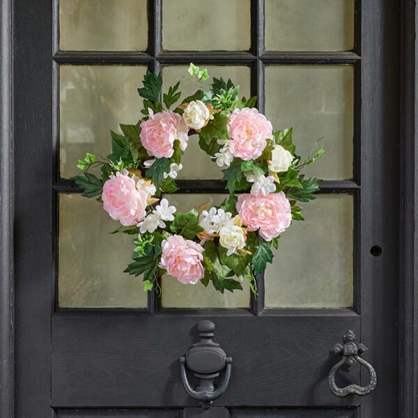 Faux Décor Peony Flower Whirl on front door