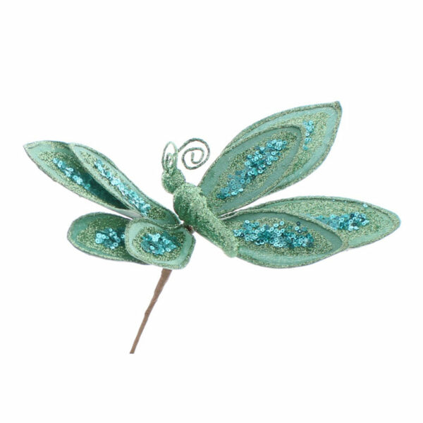 Festive Turquoise Butterfly Stem (25cm)