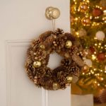 Festive Gold Balls & Berries Pinecone Wreath