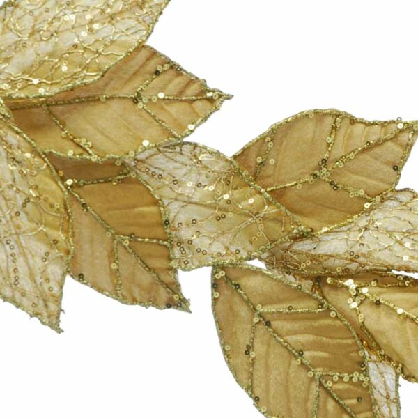 Festive Gold Glitter Leaf Garland