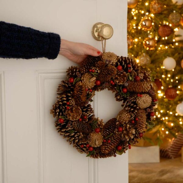 Festive Gold Pinecone Wreath