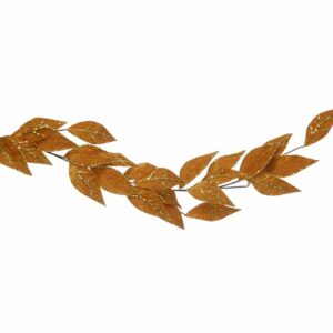 Festive Golden Brown Glitter Leaf Garland
