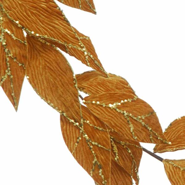 Festive Golden Brown Glitter Leaf Garland