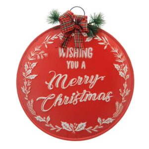 Festive Red Circle Merry Christmas Sign
