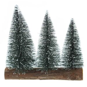 Festive Snow Tipped Trees on Wooden Log