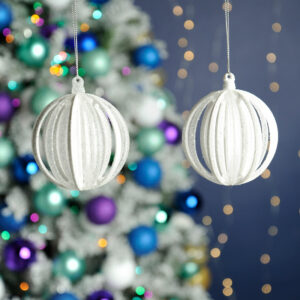 Festive White & Clear Effect Ball (Assorted Designs)