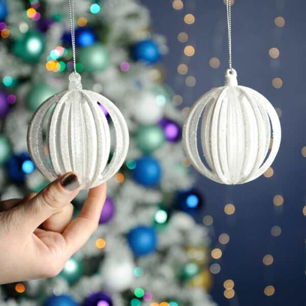 Festive White & Clear Effect Ball (Assorted Designs)
