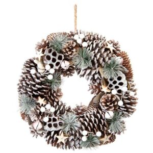 Festive White Pinecone & Berry Wreath
