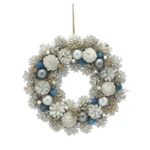 Festive White Pinecone Wreath