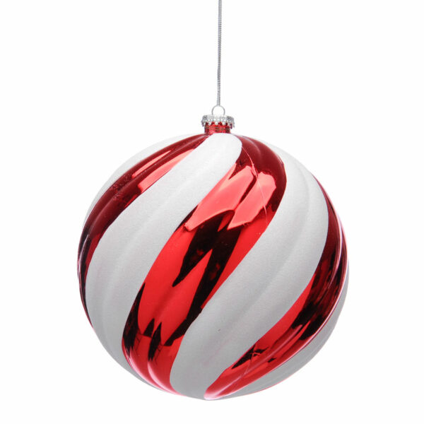 Festive XL Shatterproof Bauble with Red & White Stripes