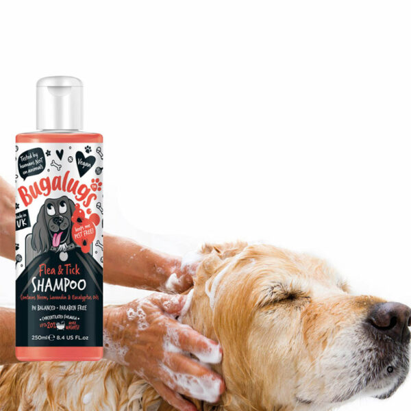 Flea & Tick Shampoo in use with dog