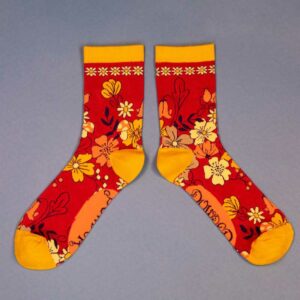 Powder Floral Ankle Socks - Fuchsia