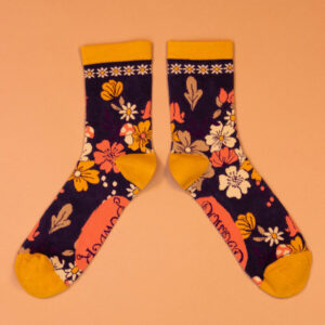 Powder Floral Ankle Socks - Navy