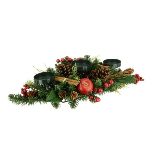Floralsilk Christmas Lodge Candle Centrepiece