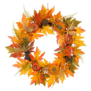 Floralsilk Maple & Pumpkin Wreath