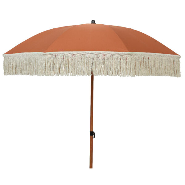Fringed Garden Umbrella Parasol - Terracotta