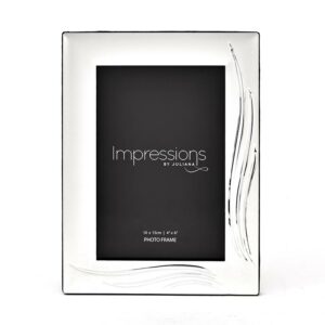 fs26546n Impressions Satin Silver Plated Photo Frame - Grass Blade Design front