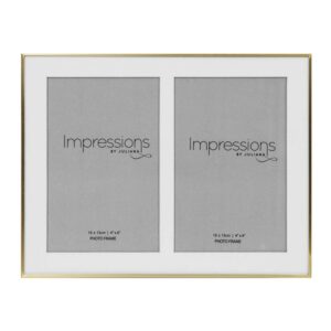 fs439 Impressions Brushed Brass Double Photo Frame 4 x 6