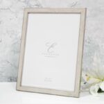 fs78680 Elegance Nickel Plated Cream Faux Shagreen Photo Frame Front