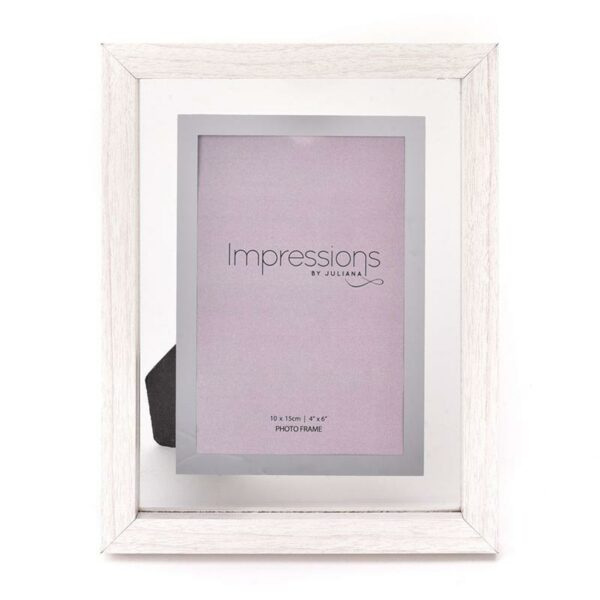 fw74646 Impressions White Wooden Frame with Perspex Border 4 x 6
