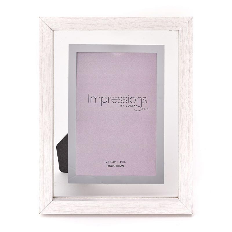 4x6 Grey Faux Wood & Silver Photo Frame by Impressions