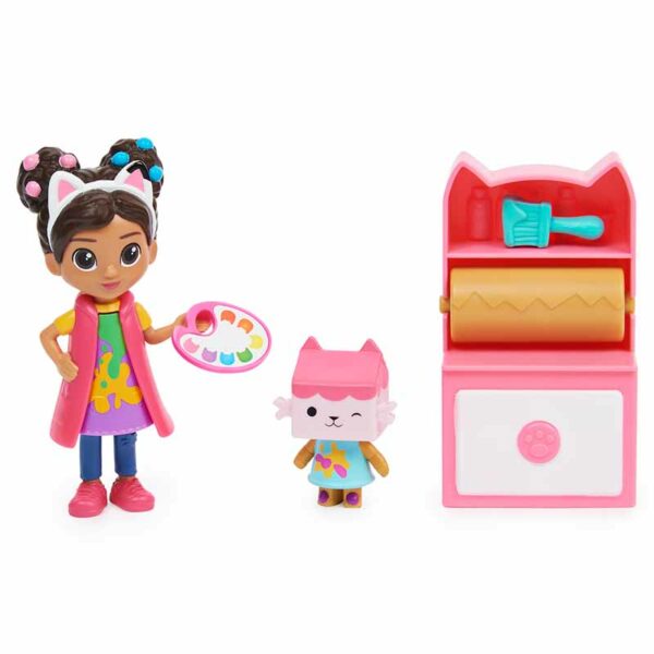 Gabby’s Dollhouse, Art Studio Set with 2 Toy Figures, 2 Accessories, Delivery and Furniture Piece, Ages 3+ painting