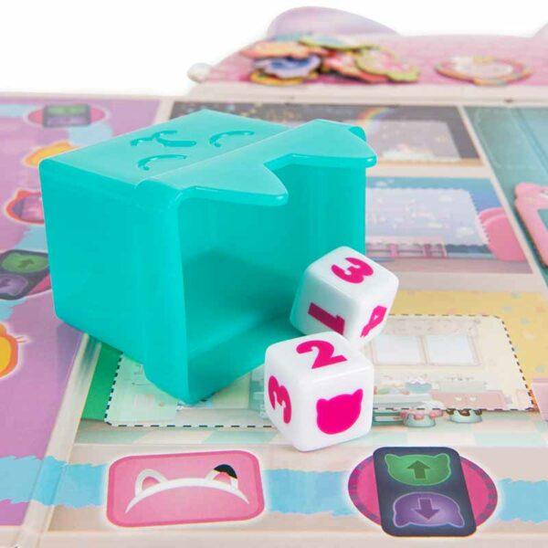 Gabby’s Dollhouse, Meow-mazing Board Game with 4 Kitty Headbands, for Families and Kids Ages 4+ dice